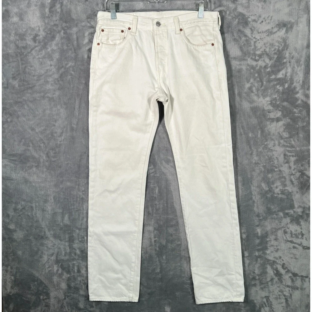 Levis 501 White Jeans Mens 30x32 Straight Original Fit Denim Button Fly